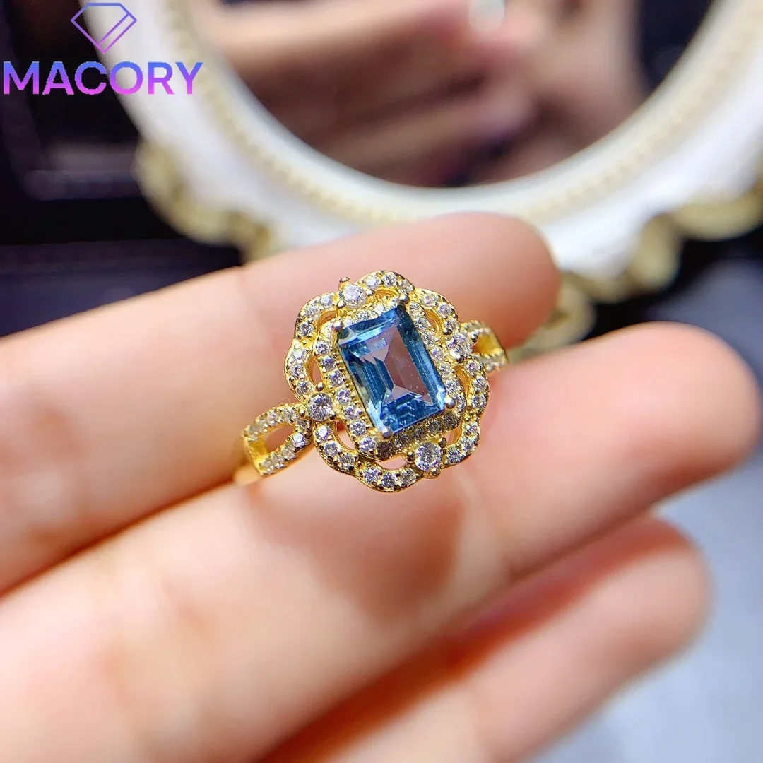 Natural topaz ring female luxury sterling silver 925 female ring free shipping Valentine's Day jewelry with certificate.