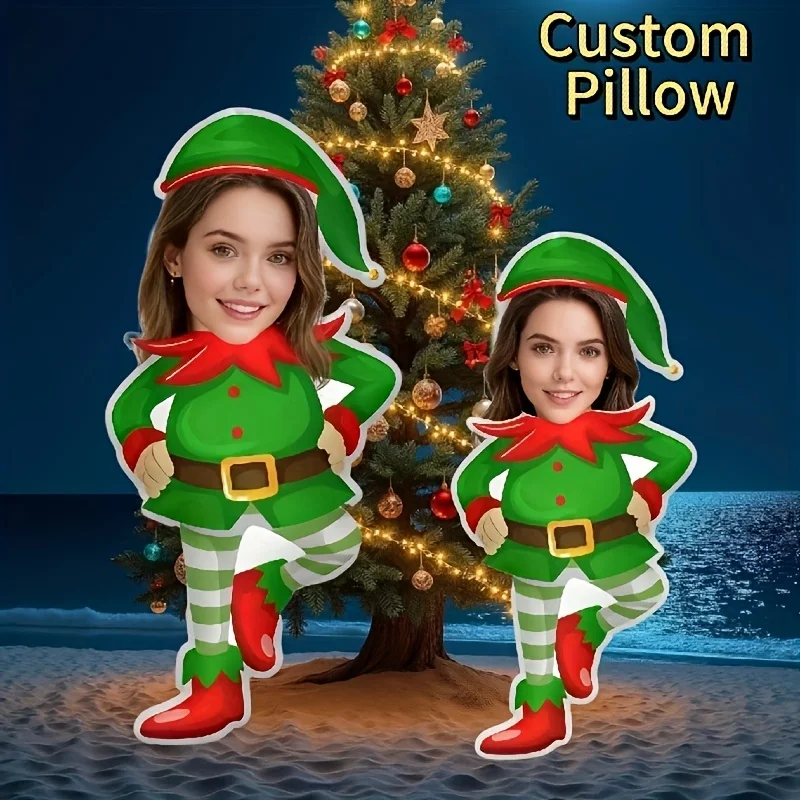 A Custom-Themed Photo Pillow, Upload Personalized Text And Images, Featuring Green Stripes, Suitable for Father'S Day, Mother'S