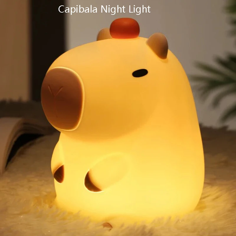 Capibala Silicone Night Light With Rechargeable Dimming And Tapping Light, Bedroom Bedside Soft Tight, Timed Sleeping Light