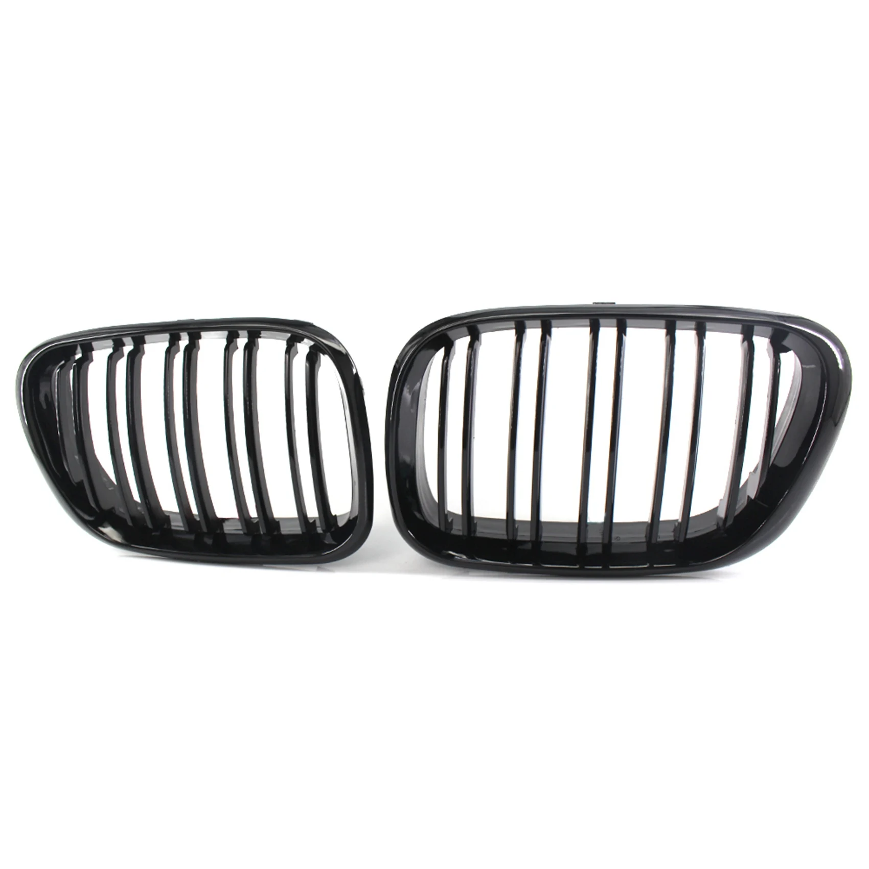 

2X Front Grill Grilles Kidney Grill Replacement For BMW X5 E53 1998-2003 Double Slat Sport Style Gloss Black