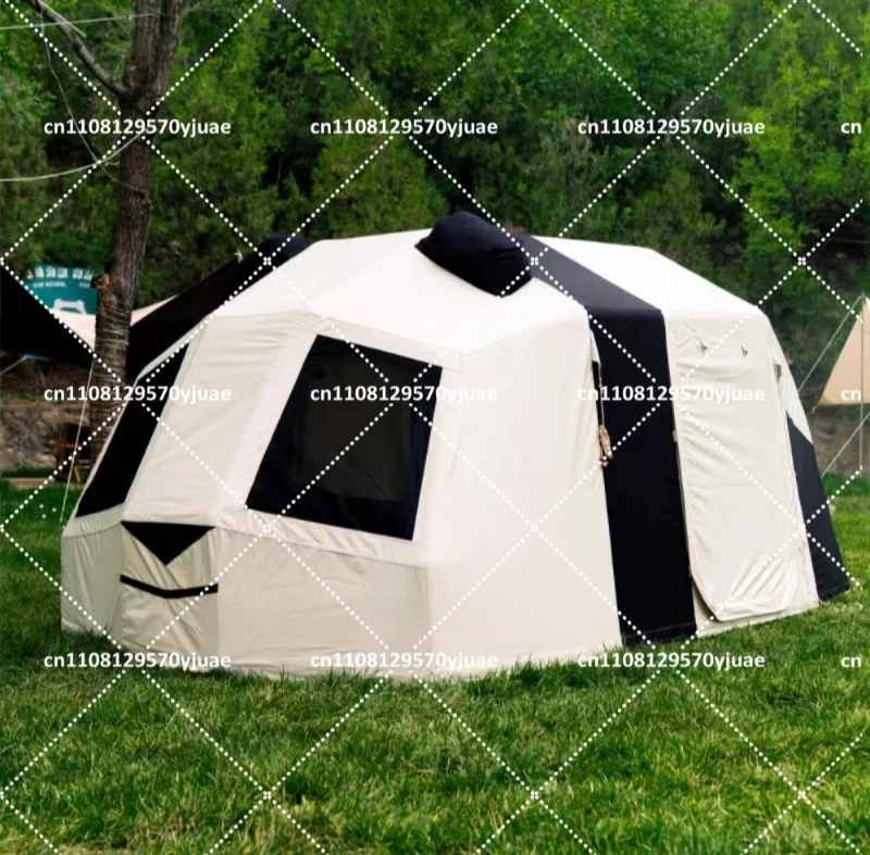 Inflatable Camping Tent for 2 Rooms, Outdoor Picnic Tent with Air Column, Easy Setup