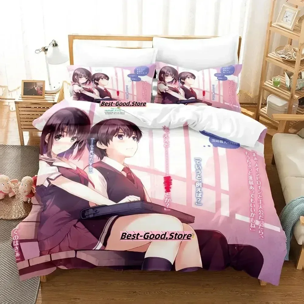 

New Katou Megumi colcha individual niña Bedding set Printed Duvet Cover Pillowcase Single Double Queen Super King Size Sets