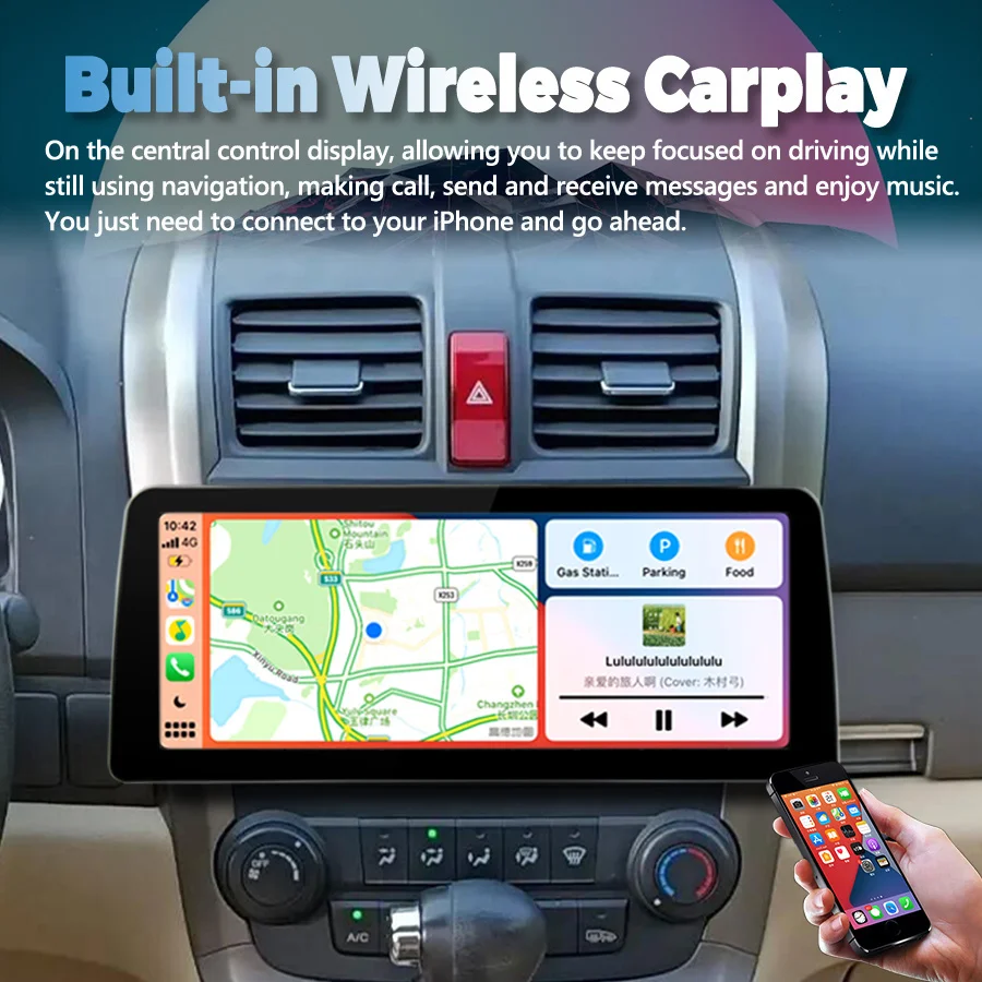 

12,3 дюймовый Qled экран Радио автомобильный видеоплеер стерео для Honda CRV CR-V 2006 2008 2012 Android 12 GPS Мультимедиа Carplay головное устройство