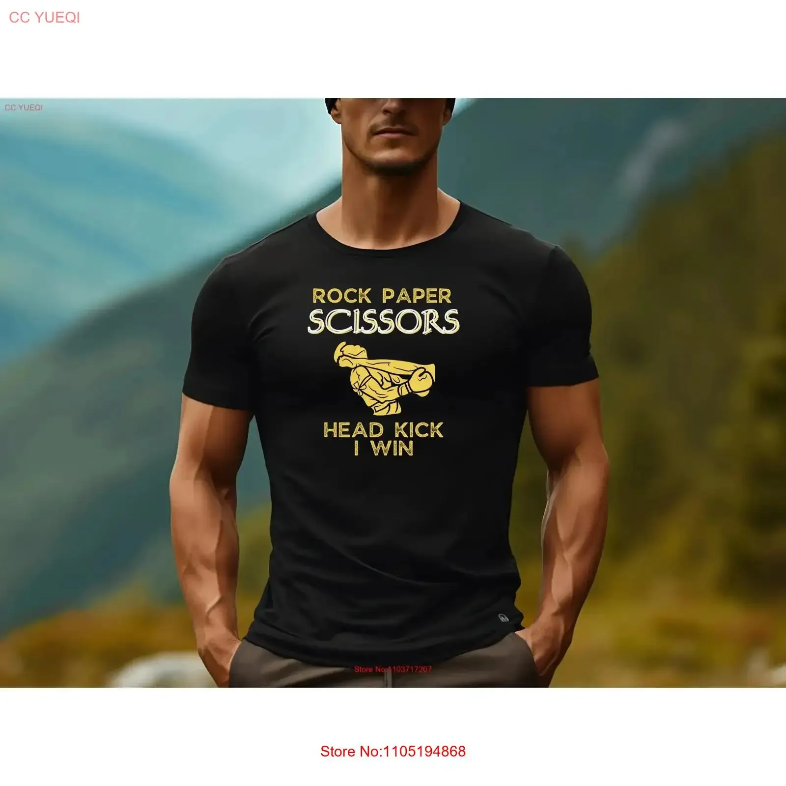 Rock paper scissors head kick T Shirt kickboxing martial arts funny unisex vintage Washed Top For Everyday Wear Stretched