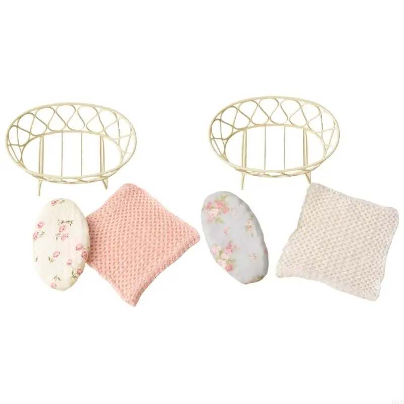 

Miniature Baby Bed Cradles Bed with Cushion and Blanket for 1/12 Dollhouses Perfect for Kids Pretend Play Decoration E65D