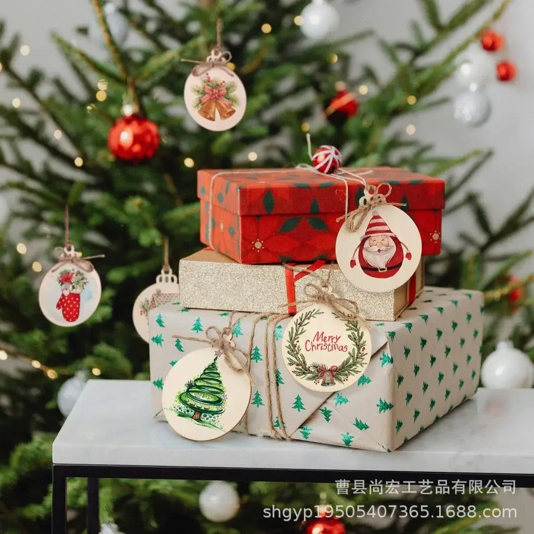 

DIY Wooden Christmas Ball Decoration Round Blank Wood Slices Paint Ornament Xmas Tree Hang Pendant Craft Home Decor Baubles Tag