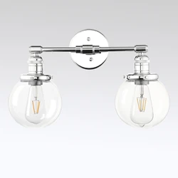 permo Vintage Wall Sconces with Clear Globe Glass Shade Wall Lamp for Hallway Living Room Kitchen Dining Room Bedroom Vanity