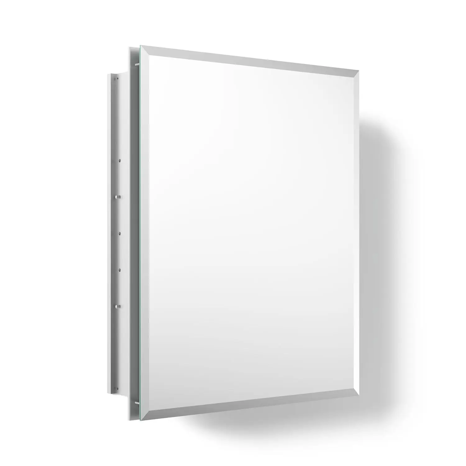 Frameless Bathroom Mirror Cabinet 16x20 in, Single Door Beveled Edge Adjustable Shelves Wall Mounted Storage, Customized
