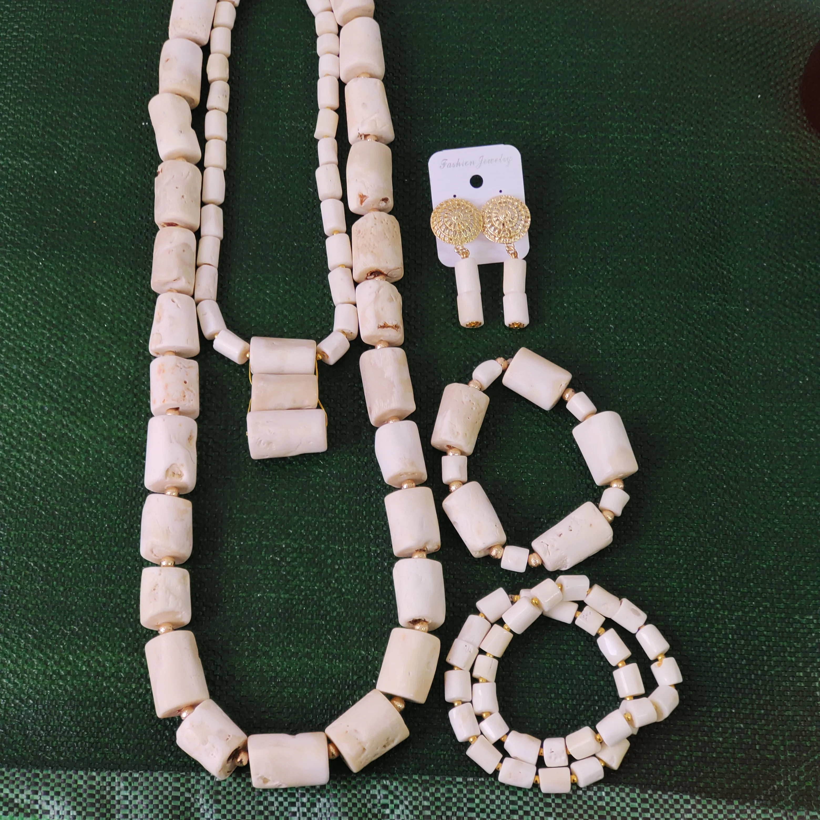 New Handmade African Bridal Set White Coral Beads Real Original Coral Jewelry Set Nigerian Wedding