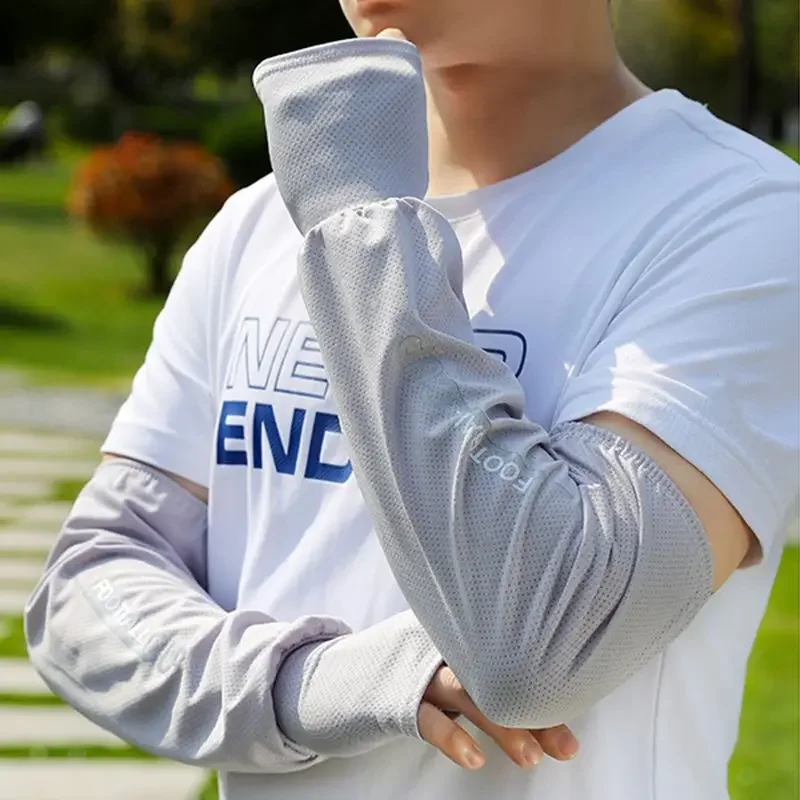 Men Elastic Summer Ice Silk Sun-protective Sleeve Loose Outdoors Cycling Tennis Sports UV Protection Sleeve Women Arm Sleeves