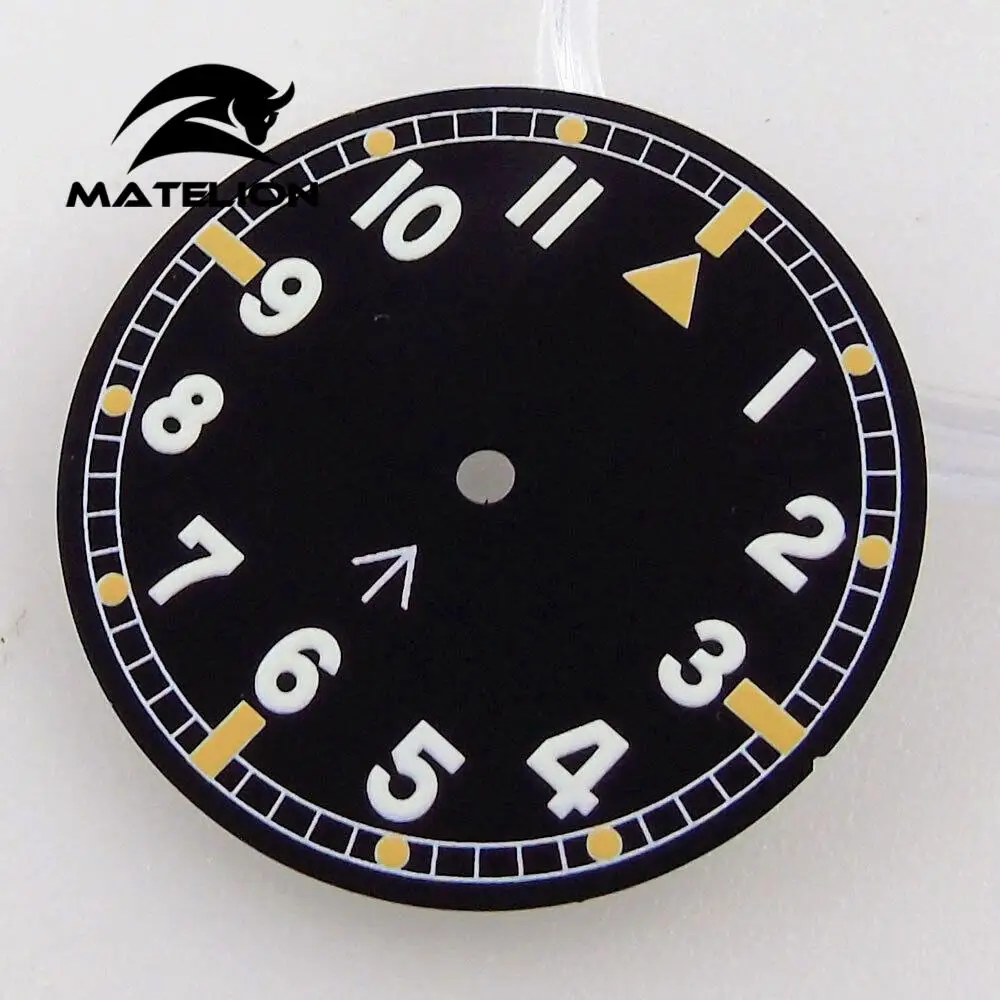 29MM Black Dial Luminous Dial Green marks For Pilot MOD Dial NH35A 2824 movement