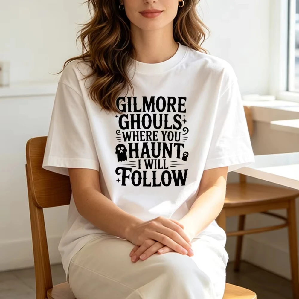 Streetwear Gilmore Ghouls Typography Unisex Tee Fashion Cotton Shirt Casual Trendy Halloween Slogan Tops Spooky Girly Gift