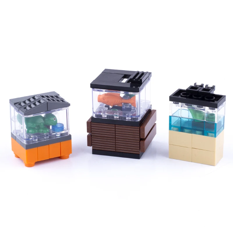 MOC City House Furniture Building Blocks Kit TV divano tavolo da biliardo divano per pianoforte Fish Tank Bed frigorifero mattoni giocattoli regalo per bambini