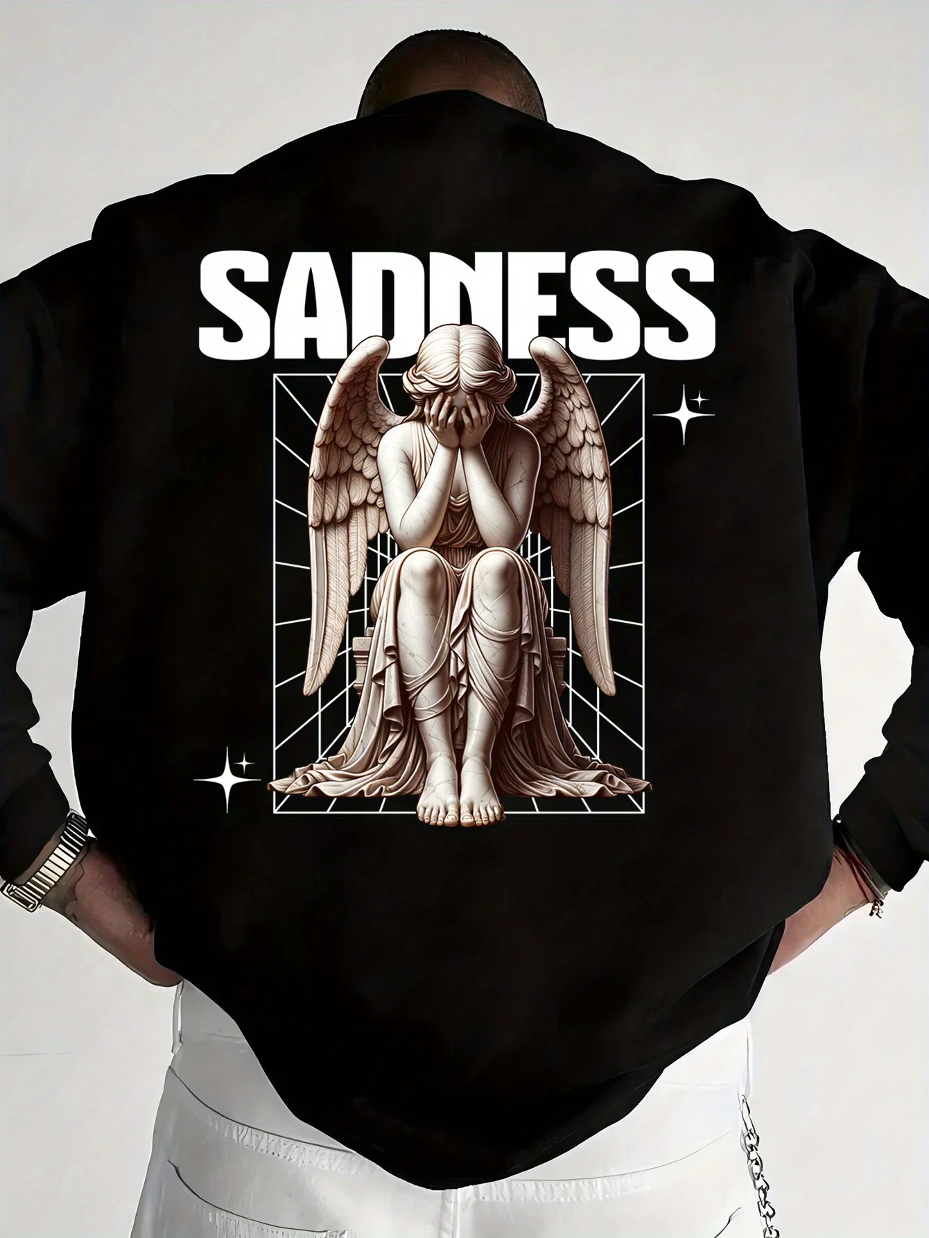 

Sad Angel Graphic Print Autumn and Winter Men's and Women's Sweatshirts Casual Loose Outdoor Street Sports Training Brand