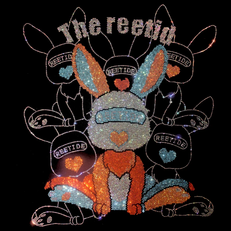 Fashion large applique, rhinestone cartoon rabbit, sequin DIY clothing, T-shirt decorative patches, clothing accessories