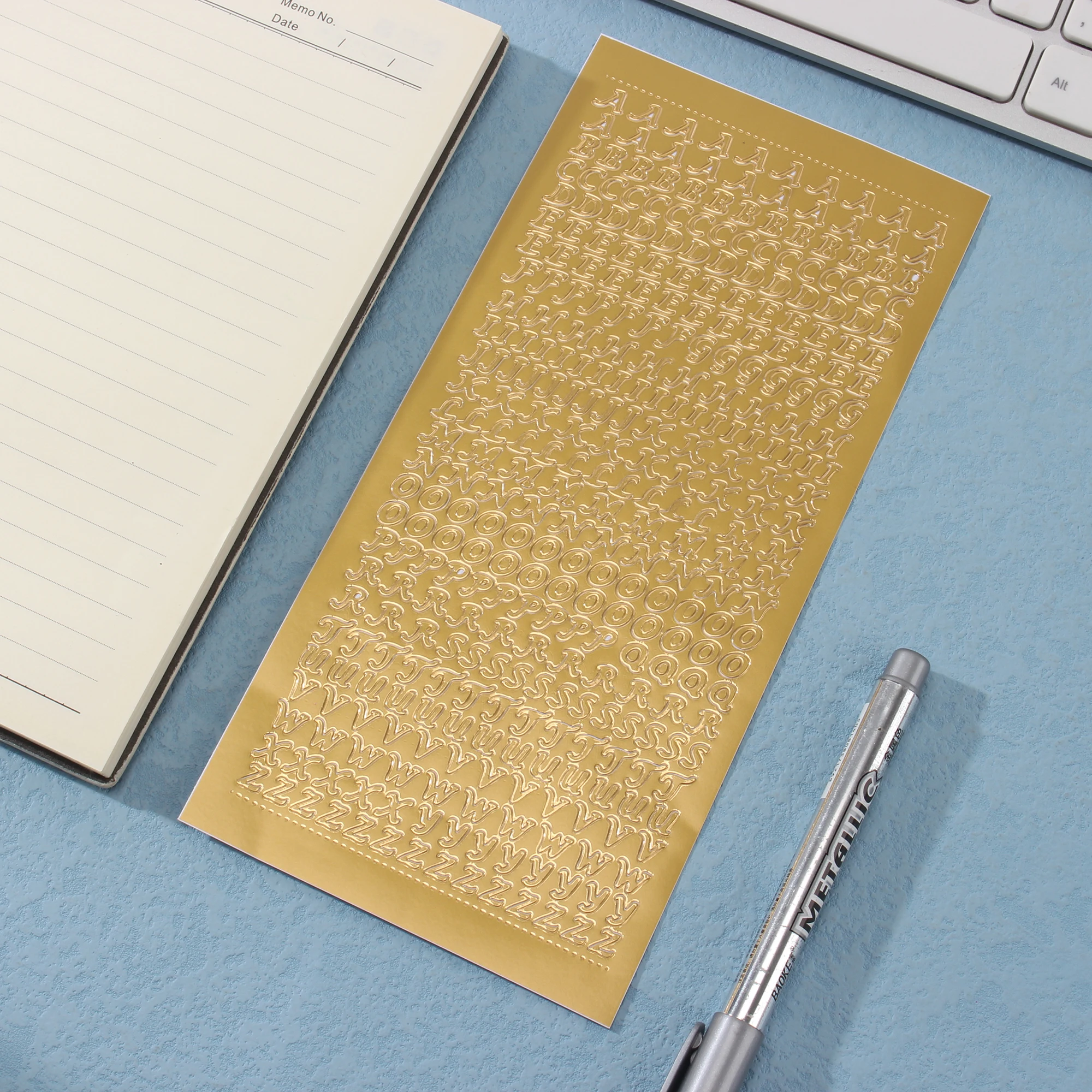 Silver Card Album Stickers Intricate Letter Gold Decorative Stickers Shiny Stickers For Idol Card Embellishment