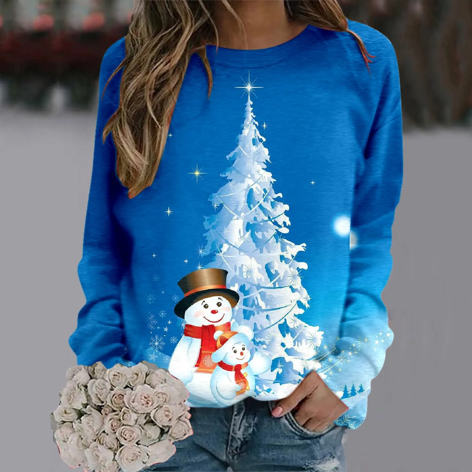 

Sweatshirts For Women Christmas Casual Print Crewneck Pullovers High Quality Long Sleeve Clothing Tops Xmas Hoodless Sweater