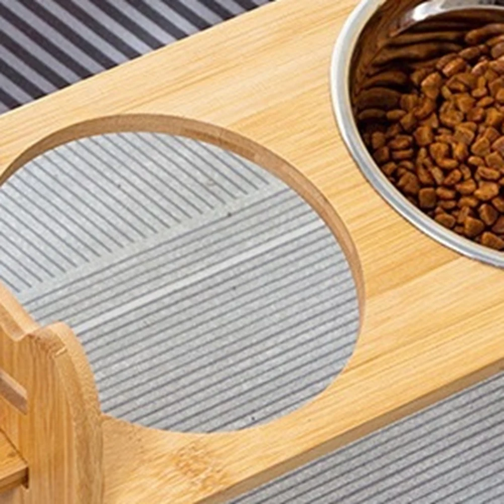 

Y42A-Bamboo Elevated Dog Bowls,Adjustable Raised Puppy Cat Food Water Bowls Holder Rabbits Feeder For Small Medium Pet