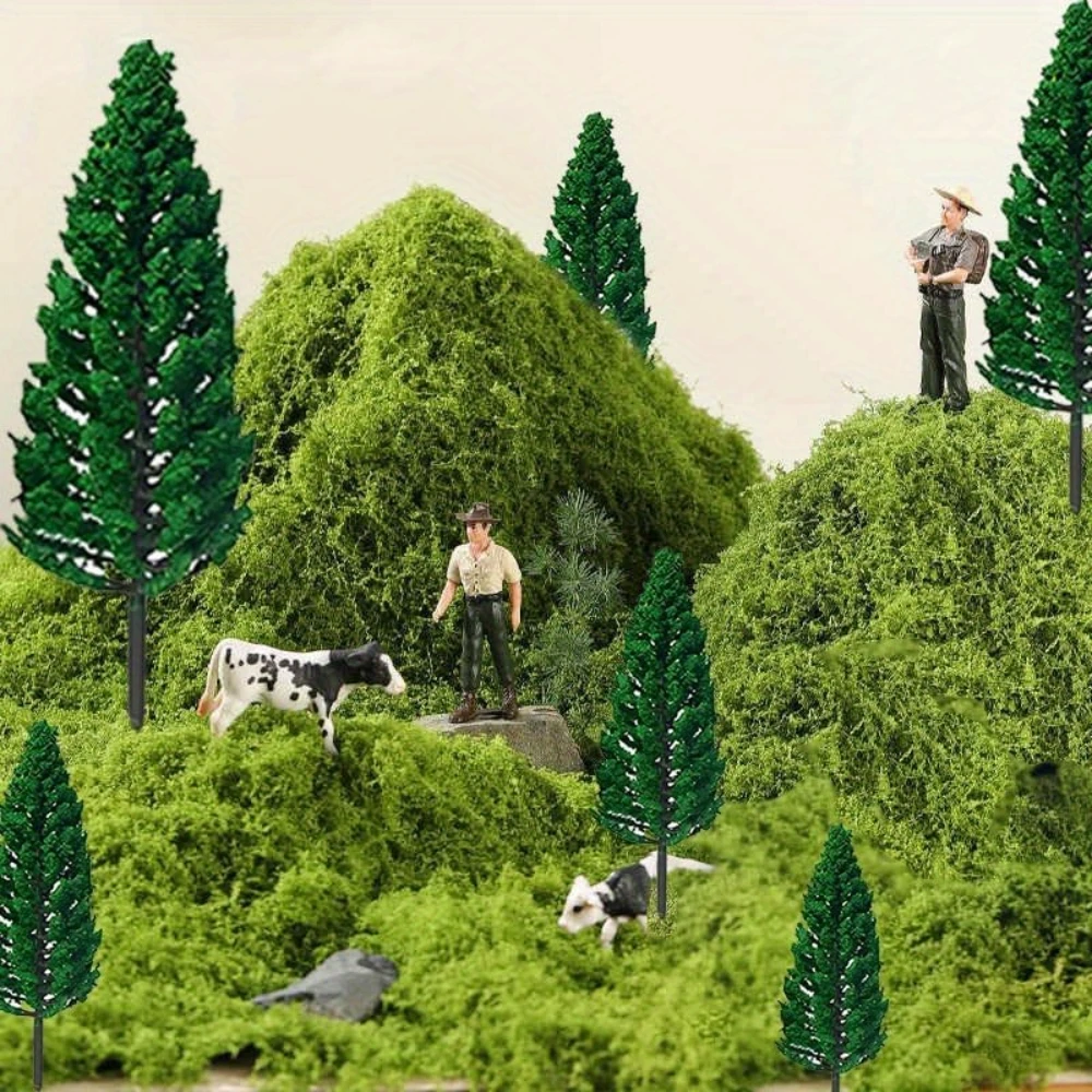 16Pcs Miniature Realistic Plastic Model Trees, Dense Greenery Fake Landscape Trees, Scenery Diorama Accessory for Tabletop