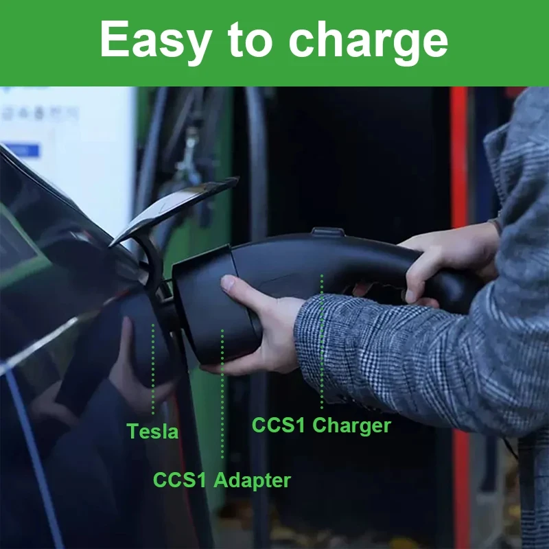 CCS 1 Fast Charging Adapter For Tesla Model 3/S/X/Y Up To 250KW DC Charger Combo Electric Vehicle Charger Adaptor