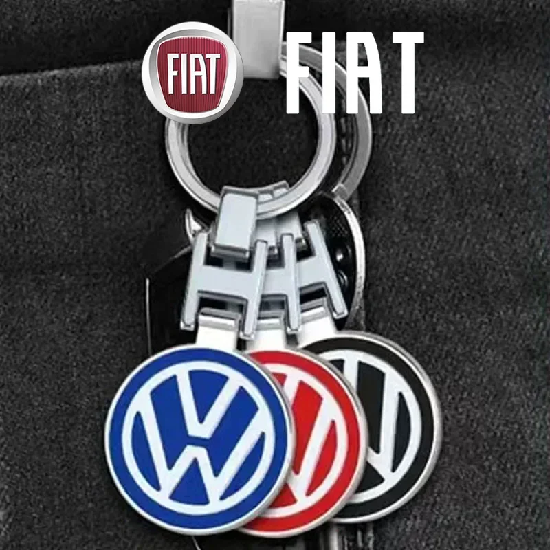 Chaveiro 3D de Metal/Couro com Logotipo de Carro para Volkswagen VW Rline Amarok T5 Phaeton Tiguan T-Cross Acessórios para Interiores Automotivos