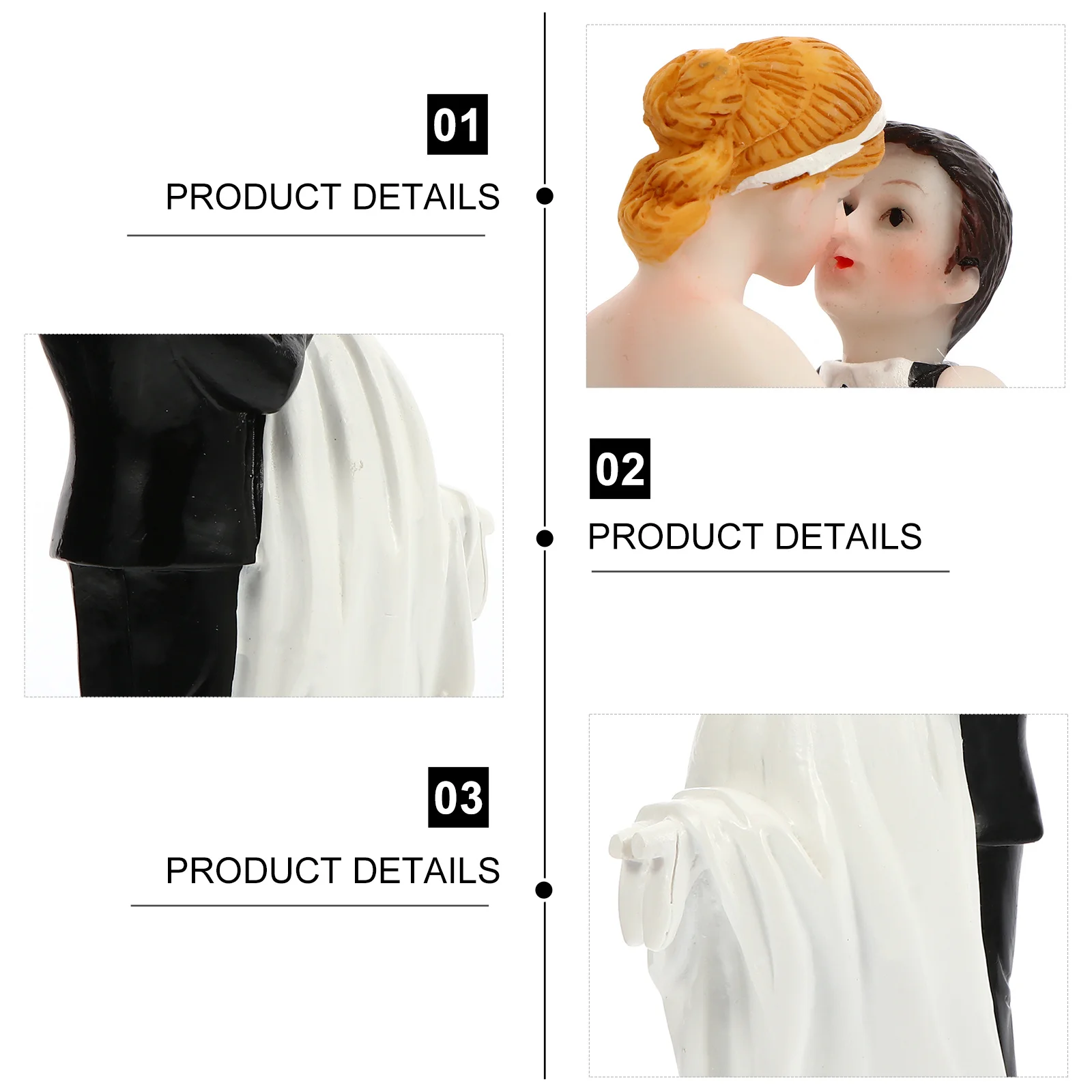 

1Pcs Bride Groom Resin Cake Topper Wedding Decor Elegant Crafted Cake Adornment for Party Scene Layout Decoration