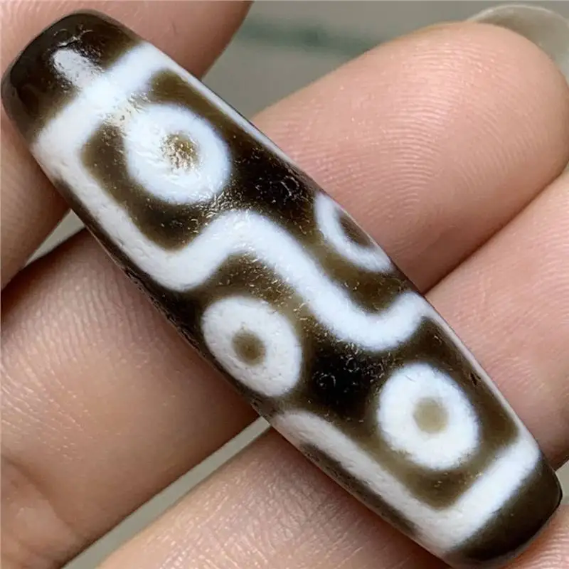 Thing One Picture Natural Agate Real Horseshoe Pattern Pulp Yellow Dzi Bead Pendant 39*11.5mm