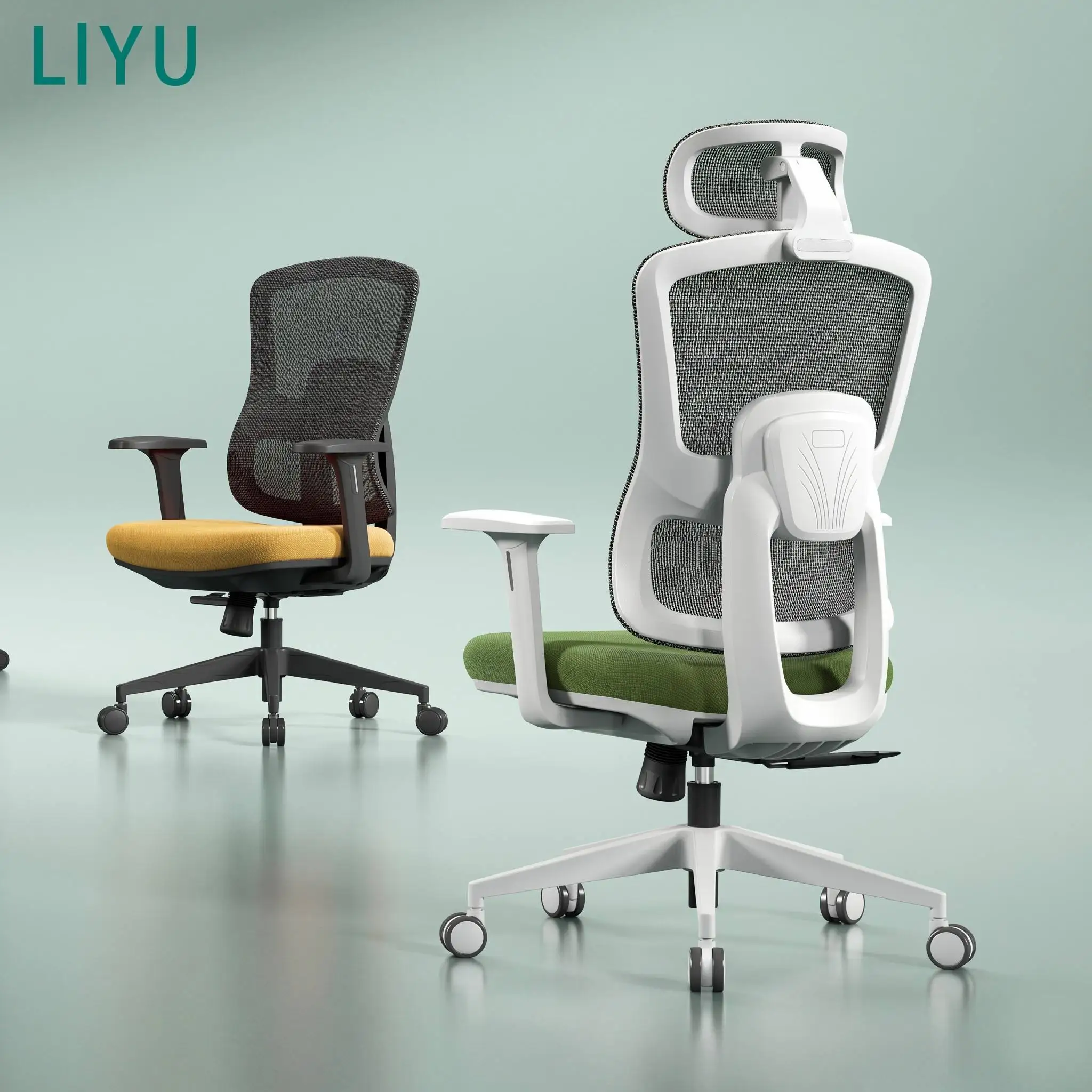 LIYU Ergonomic Office Chair With Lumbar Support High Back Breathable Mesh Task Chair Armrests Swivel Workstation Seating