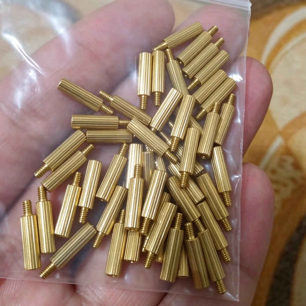 30/50pcs M2 Brass Threaded Motherboard Standoff Male to Female Board Rack Stud Spacing Screws Bolts Spacer For PCB Board