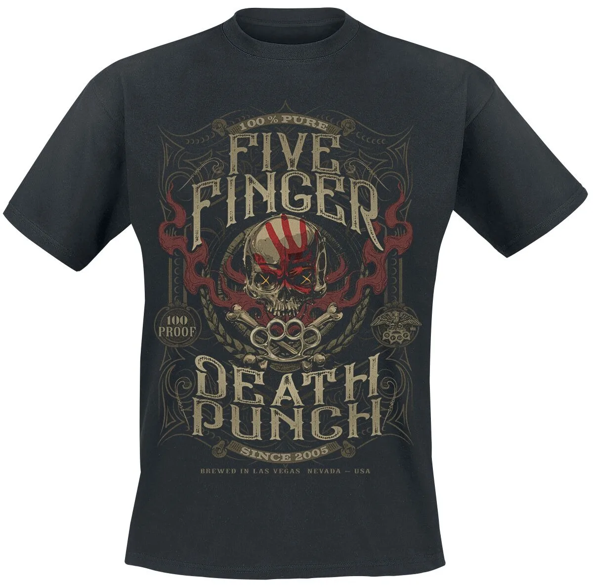 Five Finger Death Punch Vintage Label Print T-Shirt Unisex Metal Fans Tee