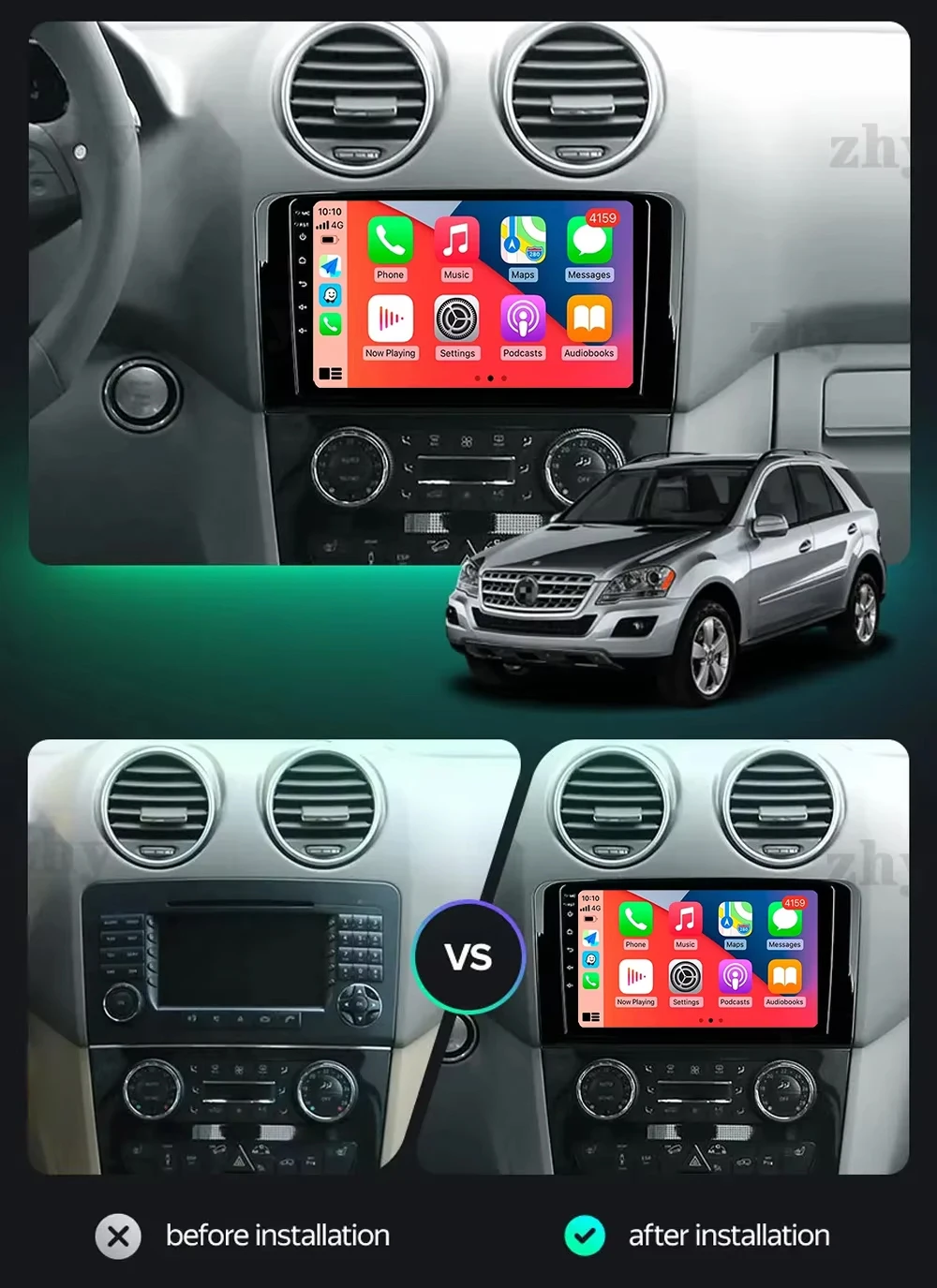 Android 16 CarPlay&Auto For Benz W164 X164 GL ML GL320 ML350 ML500 GL350 GL450 05-12 Car Radio Stereo GPS Navigation Multimedia