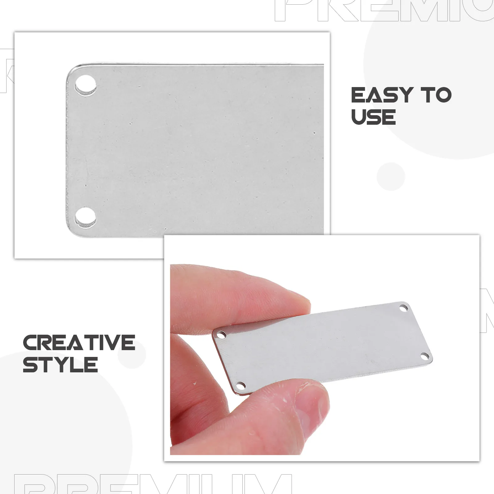 20Pcs Stainless Steel Blank Tags Four Hole Rectangular Engraving Blanks Nameplate Stamping Pendants Metal Tag Charms for DIY view 5