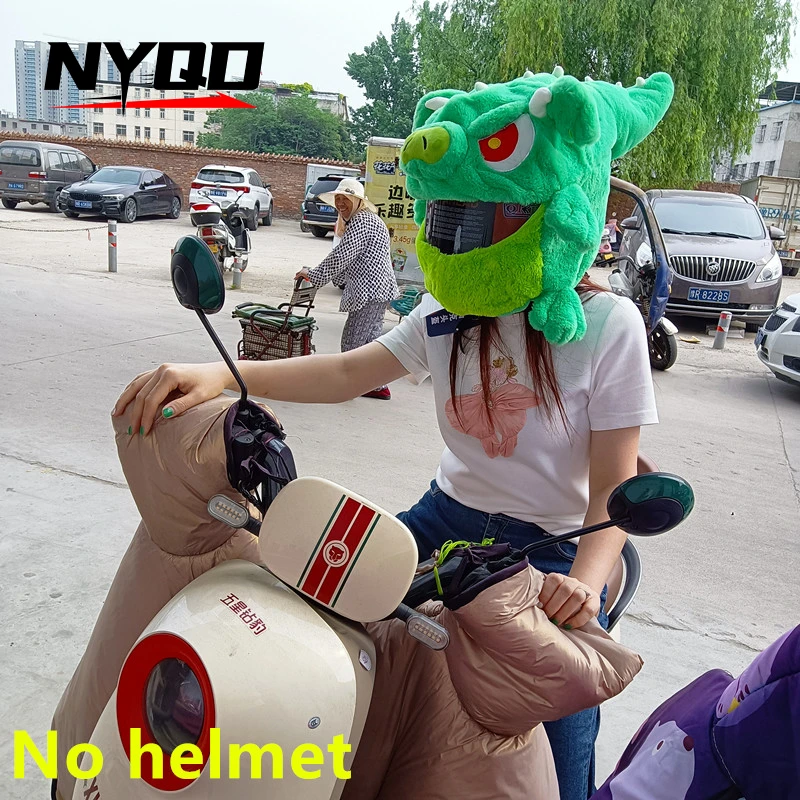 

Helmet Protection Headgear Cover Cartoon Fluffy Plush Set For Motorcycle Full-Face Protective Case Motorbike Safety Special