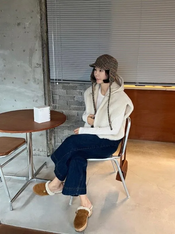 Chic Short Fur Jacket Women's Cute Splice Outerwear Vest Top Korean Style Spring Autumn Winter Fashionable Anti-Aging