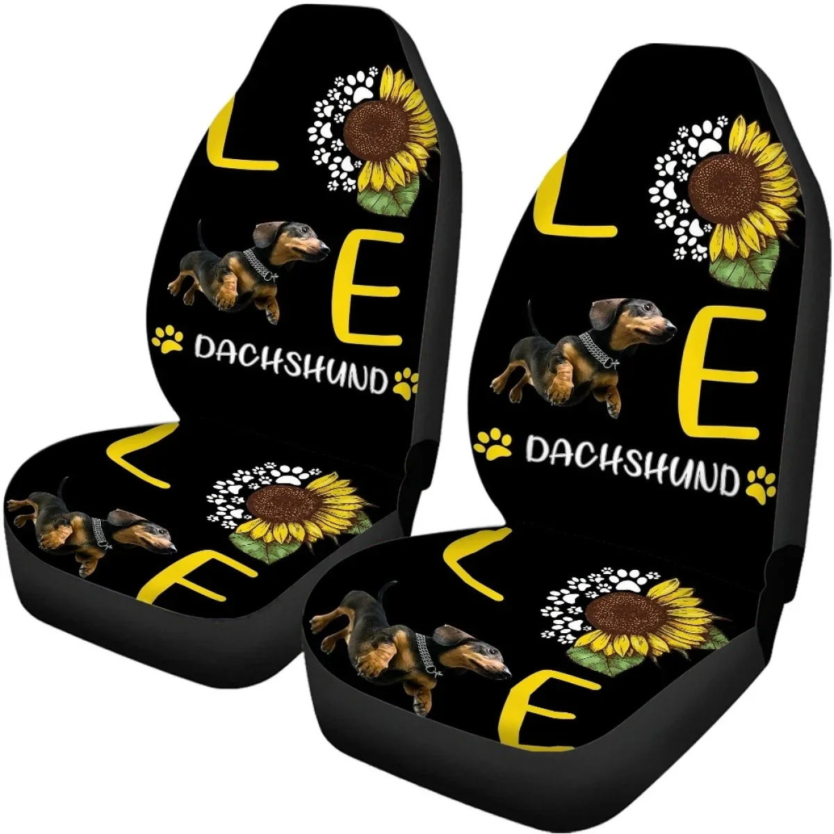 غطاء مقعد السيارة الأمامي والخلفي للنساء مع غطاء مقعد السيارة عباد الشمس، مجموعة عالمية من 4 قطع لإكسسوارات السيارات لشاحنات الشاحنات