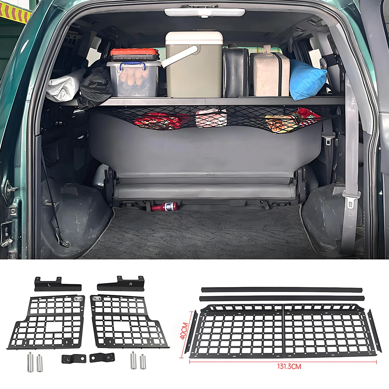For Toyota Land Cruiser Prado LC90 LC95 1996-2002 Molle Panel Trunk Organizer Heavy-Duty Aluminum Cargo Rack Boot Space Saver
