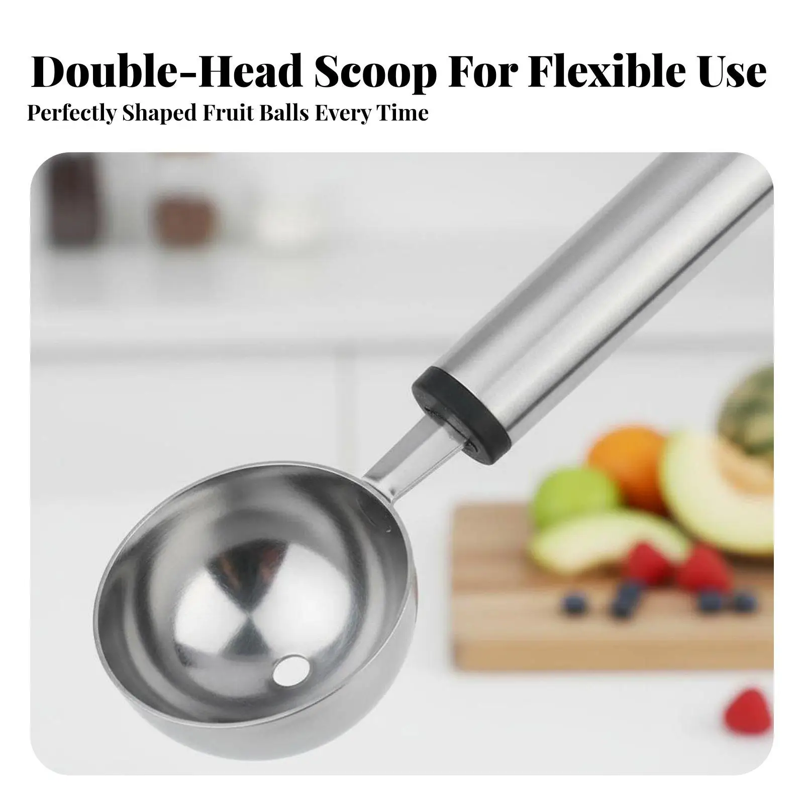 Double-Ended Melon Baller Creates Decorative Balls Melon Baller Ladle Versatile Double-Sided Head Fruit Spoon for Party Hosts,