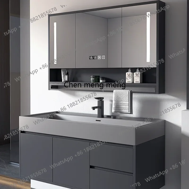

Solid Wood Nano Rock Bathroom Cabinet Washbasin Cabinet Combination Washbasin Bathroom Sink Integrated Basin Sink