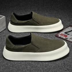 2024 Men's Shoes Summer New Suede One Step Board Shoes Thick Sole Breathable Lightweight Casual Shoes Low Top Lefu Shoes