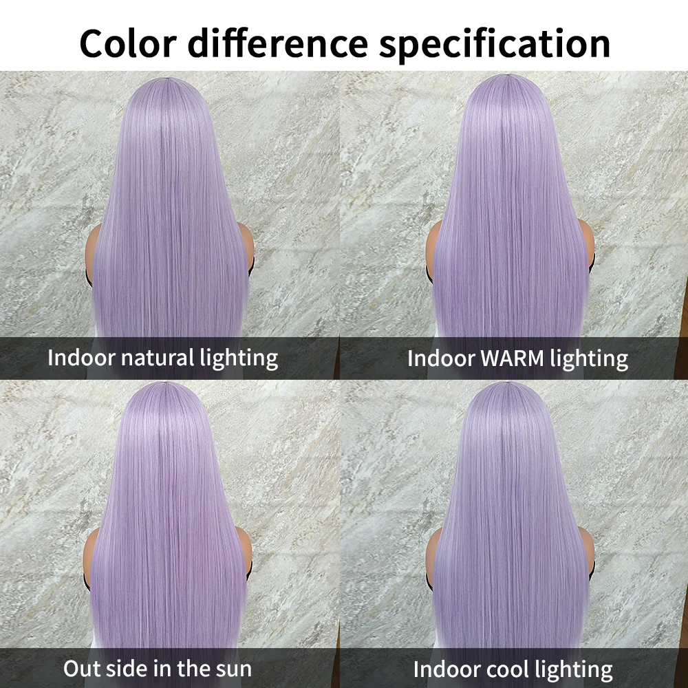 Apolaurel Synthetic Light Purple Long Hair Wigs 13X4 Purple Straight Synthetic Lace Front Wig Pre Plucked Heat Resistant Cosplay