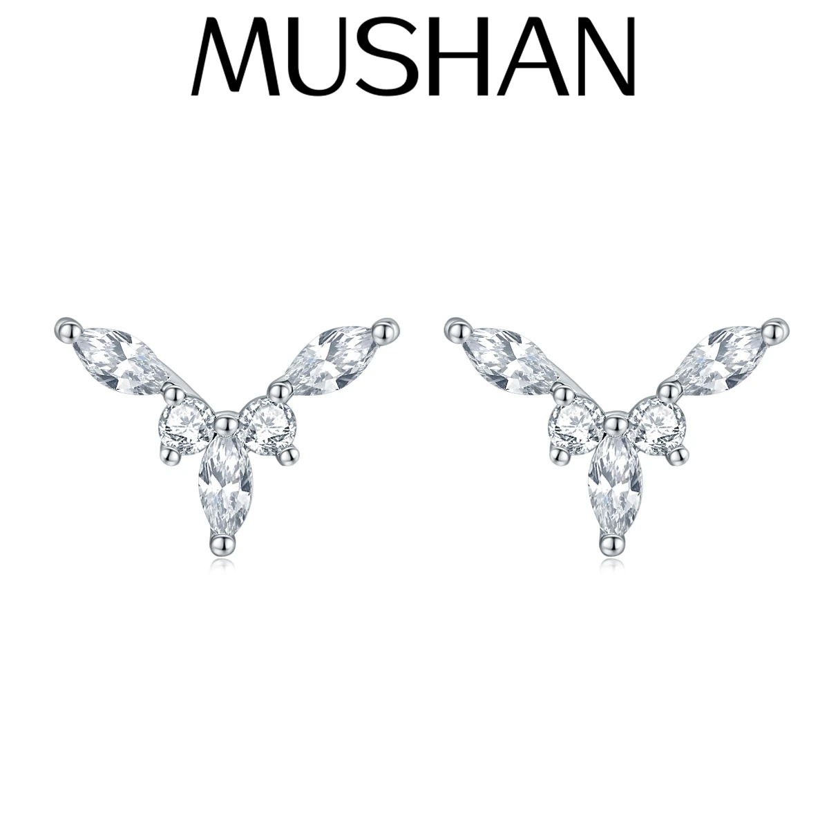 

MuShan Designer Jewelry 925 Sterling Silver Earrings Zircon 7A Ear Pin Vacation for Her Rhodium Plated Fine Jewelry Earring