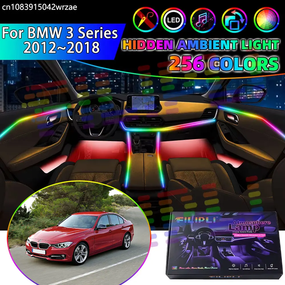 For BMW 3 Series 2012~2018 F30 F31 F34 RGB Car Interior Ambient Lights Strips Breathing Lighting Kit App Control LED strips Auto