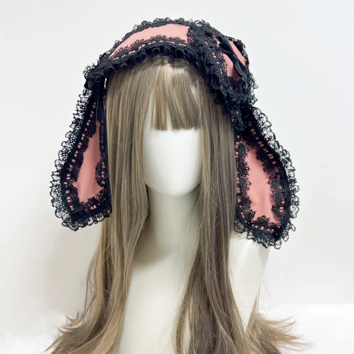 Gothic Kawaii Rabbit Bunny Ear Headband Lolita Bow Headband Heart Lace Hairband Headdress Halloween Cosplay Accessories