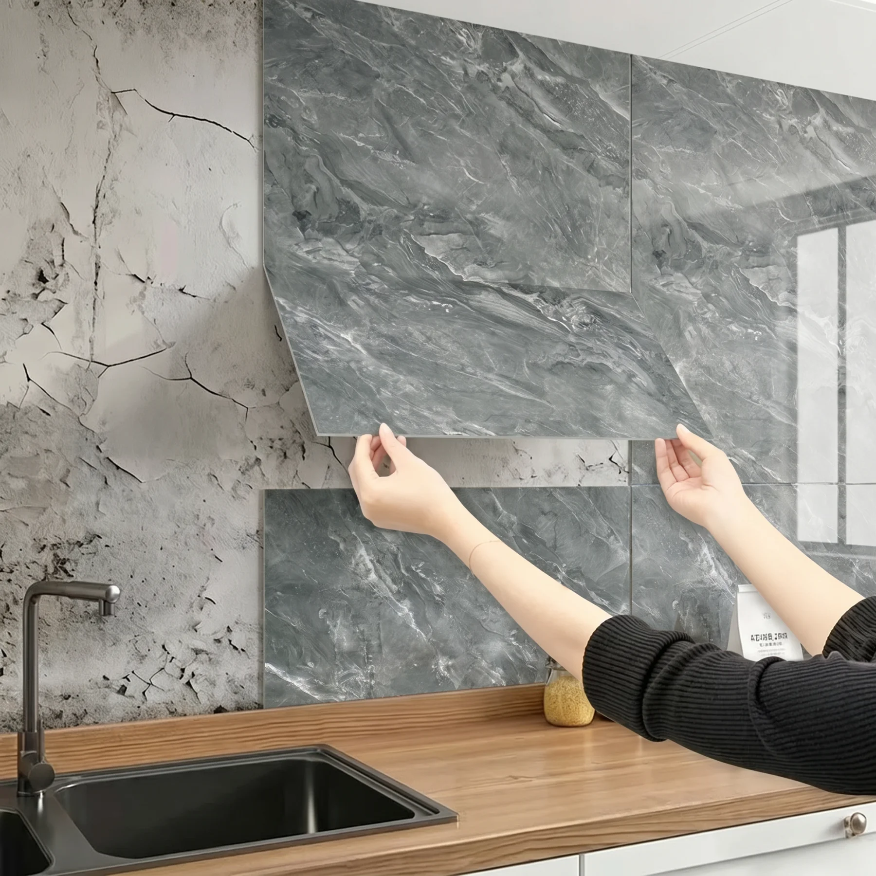 Elegant Marble PVC Tile Wall Sticker 30cmx60cm 10-20pcs Self Adhesive Waterproof Removable Wallpaper Living Room Kitchen Home