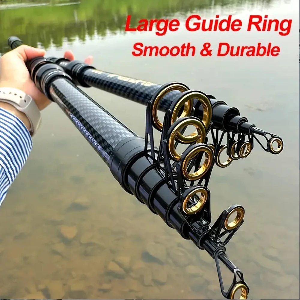 carp telescopic fishing rod Super Hard Telescopic Fishing Rod 2.1m-4.5m Glass Fiber Carp Spinning Rod  Long Range Projection Fishing Pole Seawater Freshwater