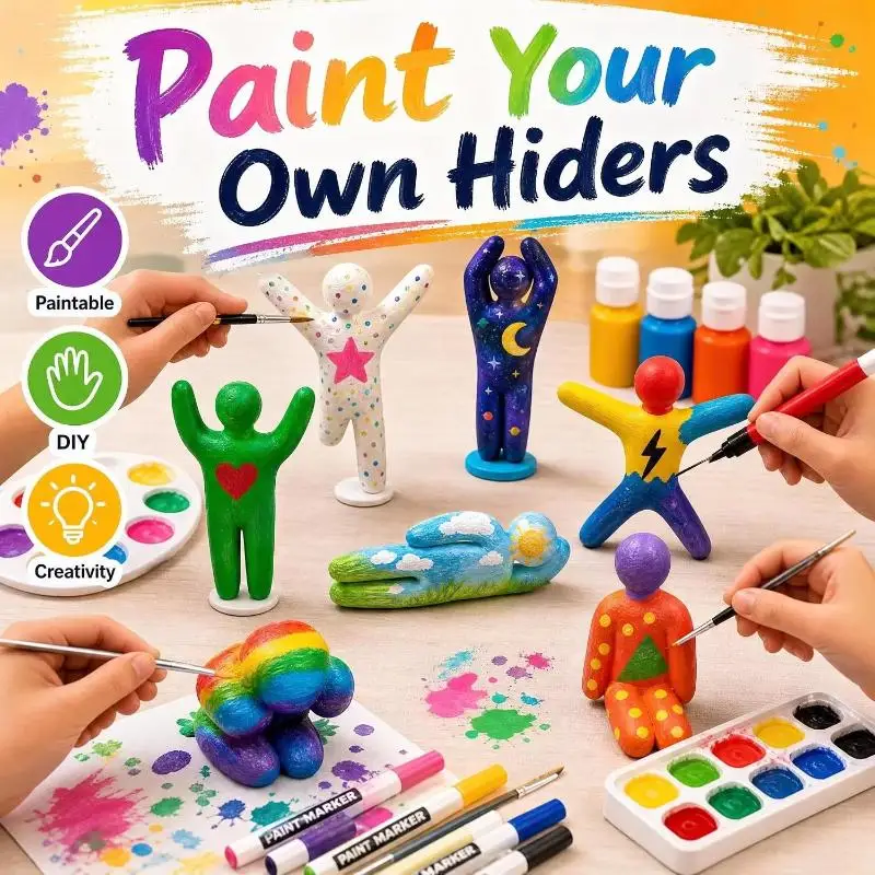 New 8Pcs Blank Chameleon Stickman Figurines Unpainted DIY Mini Statues Wacky Poses Paint Hide Style Craft Ornament Set