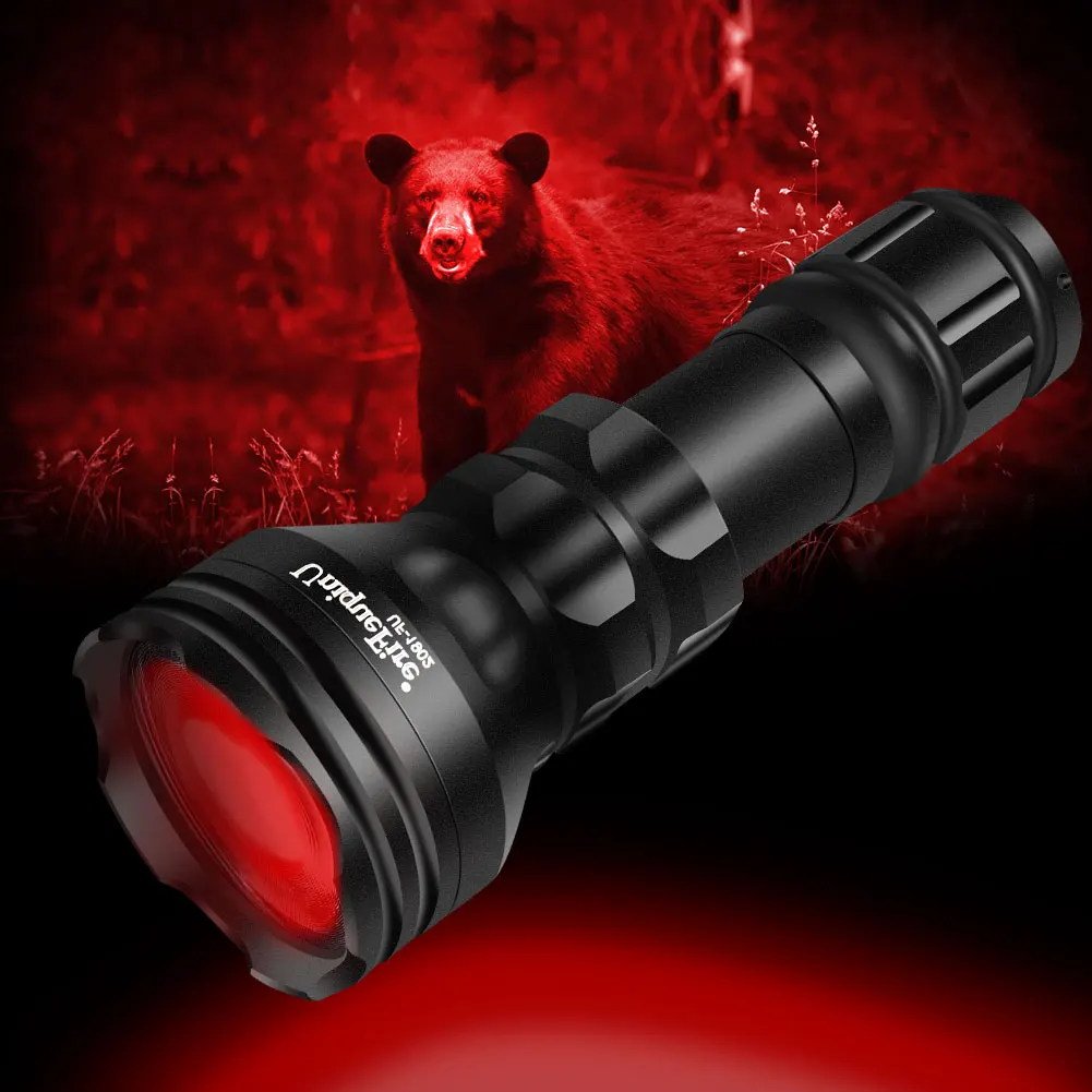 

UniqueFire 1903 Hunting LED Flashlight XPE Red Beam Hunting Light Zoomable 3 Mode Long Range Torch for Astronomy, Aviation