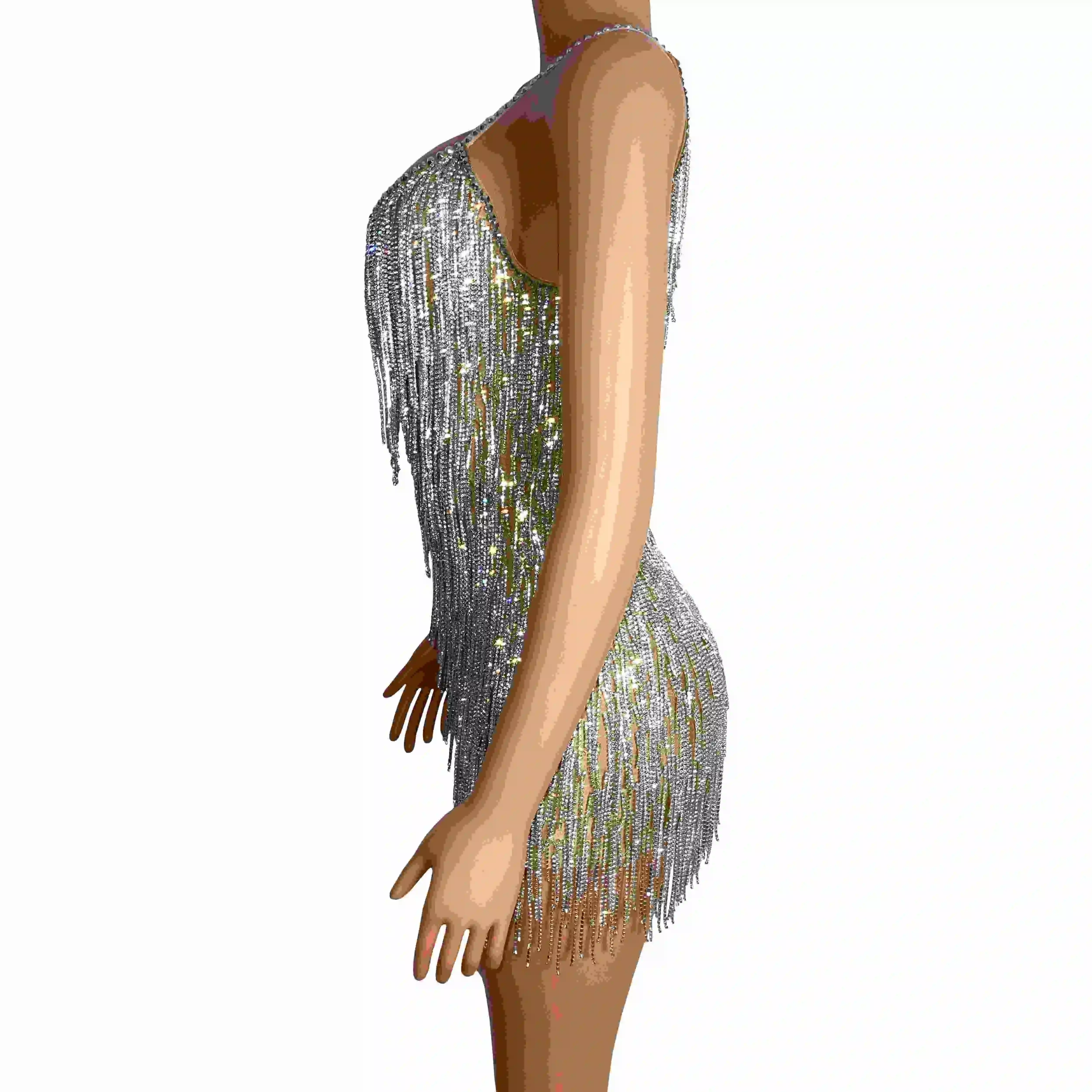 Vestido sexy cheio de diamante para mulheres, boate, bar, trajes de desempenho de DJ, dançarinos gogo, drag queen wear, DN18172, 2024