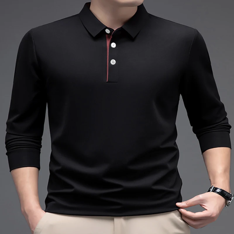 Polo de Golf de manga larga para hombre, Top informal de negocios a la moda, primavera y otoño, novedad de 2024