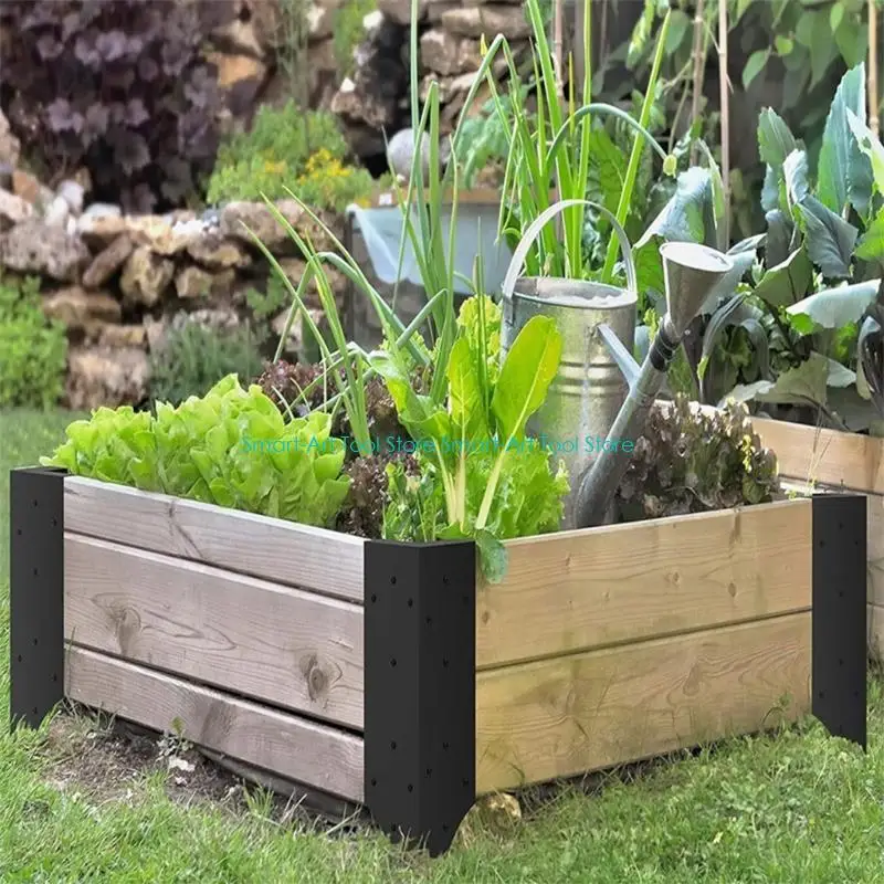 E1PB Set of 4 Raised Garden Bed Corner Brackets with 64 Screws for 12inch Vegetable